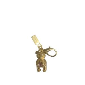 Coach NWT Gold Bear Charm Keychain with Pink Gem